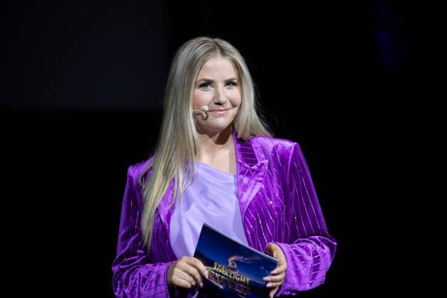 Singer Beatrice EGLI during the presentation; the musical *Starlight Express* in Bochum features the Swiss Glacier Express *TICK TACK* as a new train in the show, *Starlight Express* Theater in Bochum, June 12, 2018