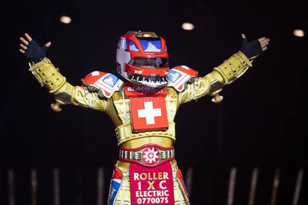 Singer Tom ROWLAND in the costume of the Glacier Express’s new TICK TACK train. The musical Starlight Express in Bochum features the Swiss Glacier Express TICK TACK as a new train in the show. Starlight Express Theater in Bochum, June 12, 2018