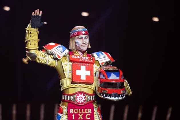 Singer Tom ROWLAND in the costume of the Glacier Express’s new TICK TACK train. The musical Starlight Express in Bochum features the Swiss Glacier Express TICK TACK as a new train in the show. Starlight Express Theater in Bochum, June 12, 2018