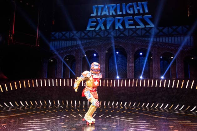 Singer Tom ROWLAND in the costume of the new train TICK TACK. The musical *Starlight Express* in Bochum introduces the Swiss Glacier Express TICK TACK as a new train in the show, Starlight Express Theater in Bochum, June 12, 2018