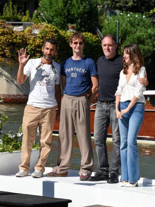 IPA88069451 - Venice, 83rd Venice International Film Festival 2026 arrivals at the Excelsior Hotel pier Pictured: Emanuele Maria Di Stefano, Valerio Mastandrea, Edoardo Gabbriellini, Gaia Merlonghi  Copyright: xFrancescaxViecelix xFrancescaxViecelix 88069451
