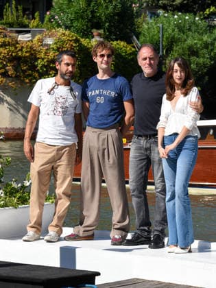 IPA88069459 - Venice, 83rd Venice International Film Festival 2026 arrivals at the Excelsior Hotel pier Pictured: Emanuele Maria Di Stefano, Valerio Mastandrea, Edoardo Gabbriellini, Gaia Merlonghi  Copyright: xFrancescaxViecelix xFrancescaxViecelix 88069459