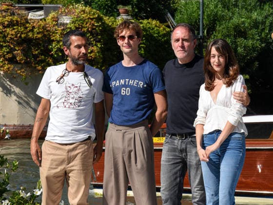 IPA88069442 - Venice, 83rd Venice International Film Festival 2026 arrivals at the Excelsior Hotel pier Pictured: Emanuele Maria Di Stefano, Valerio Mastandrea, Edoardo Gabbriellini, Gaia Merlonghi  Copyright: xFrancescaxViecelix xFrancescaxViecelix 88069442