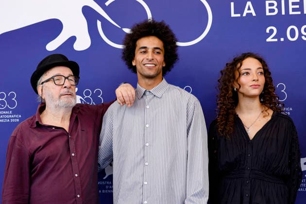 September 3, 2026, Venice, ITALY: Italian director Gianni Amelio (L), Italian-Moroccan actor Ramzi Lafrindi (C) and French actor Beidja Yahiaoui pose for the photocall of ˜Nessun dolore at the 83rd annual Venice International Film Festival, in Venice, Italy, 03 September 2026. The movie is presented out of competition at the festival running from 02 to 12 September 2026. ANSA FABIO FRUSTACI. Venice ITALY  - ZUMAa110 20260903_zaf_a110_056 Copyright: xFabioxFrustacix