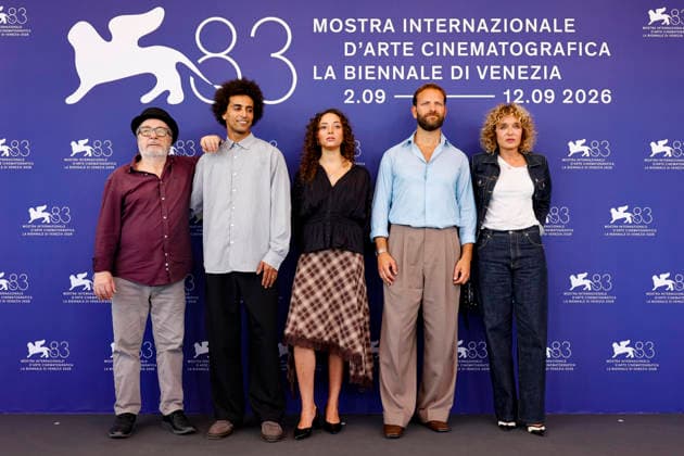 September 3, 2026, Venice, ITALY: Gianni Amelio, Ramzi Lafrindi, Beidja Yahiaoui, Alessandro Borghi, Valeria Golino pose for the photocall of ˜Nessun dolore at the 83rd annual Venice International Film Festival, in Venice, Italy, 03 September 2026. The movie is presented out of competition at the festival running from 02 to 12 September 2026. ANSA FABIO FRUSTACI. Venice ITALY - ZUMAa110 20260903_zaf_a110_057 Copyright: xFabioxFrustacix