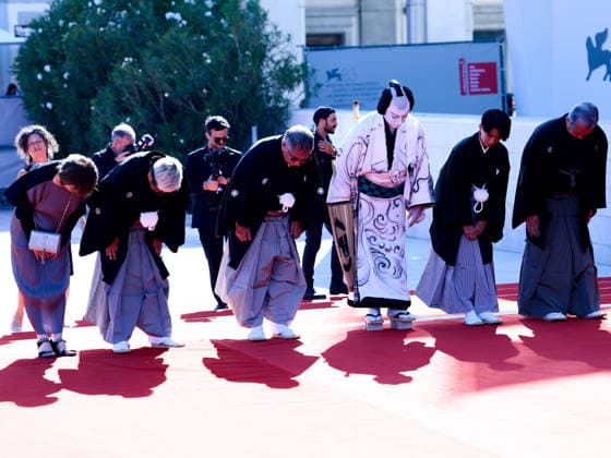 IPA88071465 - Venice, 83rd Venice International Film Festival 2026 - Night 2 - Red Carpet for the film *Bucking Fastard*. Pictured: Takashi Miike, Ichikawa EbizÅ XI, and Ichikawa Shinnosuke VIII  Copyright: xMatteoxChinellatox xMatteoxChinellatox 88071465