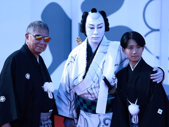 IPA88071488 - Venice, 83rd Venice International Film Festival 2026 - Night 2 - Red Carpet for the film *Bucking Fastard*. Pictured: Takashi Miike, Ichikawa EbizÅ XI, and Ichikawa Shinnosuke VIII  Copyright: xMatteoxChinellatox xMatteoxChinellatox 88071488