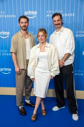 ABB PRIMEPK s Martin Bruchman, Paula Kalenberg, and Fridolin Sandmeyer appeared on the blue carpet at the Prime Video Presents 2026 media press line at Kino International on September 3, 2026, in Berlin, Germany