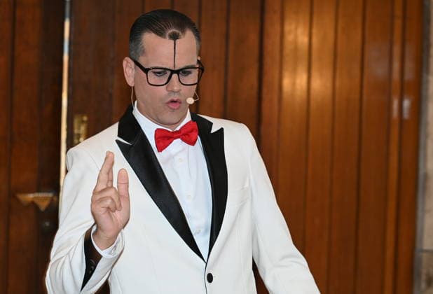 Clown Cesar Dias poses during the program presentation for the 11th Cologne Christmas Circus