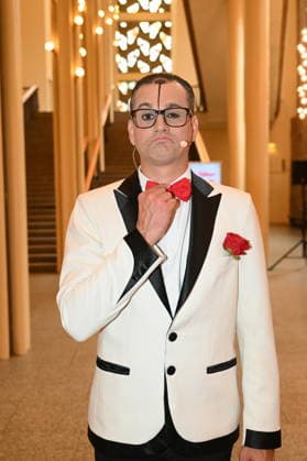 Clown Cesar Dias poses during the program presentation for the 11th Cologne Christmas Circus