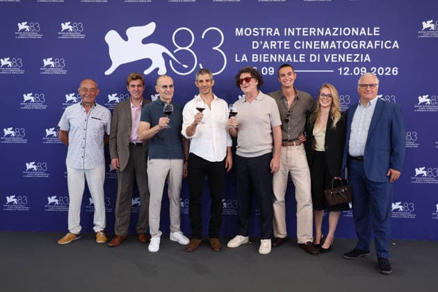 September 3, 2026, Venice, Italy: Celeste Kalis, Gregory Kershaw, Michael Dweck and Enzo Ferraroli pose at the Burgundy photocall during the 83rd Venice International Film Festival at Palazzo del Cinema on the Lido in Venice, Italy, on 03 September 2026. Photo: Venice Italy - ZUMAm179 20260903_zep_m179_012 Copyright: xAlecxMichaelx