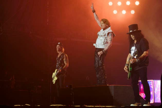September 3, 2026, San Diego, California, USA: Duff McKagan, Axl Rose and Slash of the rock band Guns N Roses perform onstage during a concert at Snapdragon Stadium during the their 2026 World Tour. San Diego USA  - ZUMAa97_ 20260903_zaf_a97_028 Copyright: xK.C.xAlfredx