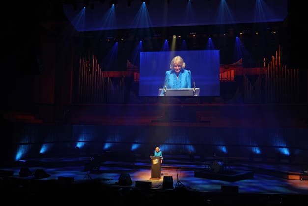 Queen Camilla Takes Part In Letters Live 2026 LONDON, ENGLAND - SEPTEMBER 03: Queen Camilla reads onstage during Letters Live 2026 at The Royal Festival Hall on September 03, 2026 in London, England., Credit:Chris Jackson PA ROTA - B68 Avalon United Kingdom, England, London, The Royal Festival Hall  Copyright: xChrisxJacksonx xPAxROTAx-xB68x xAvalonx 1130491556