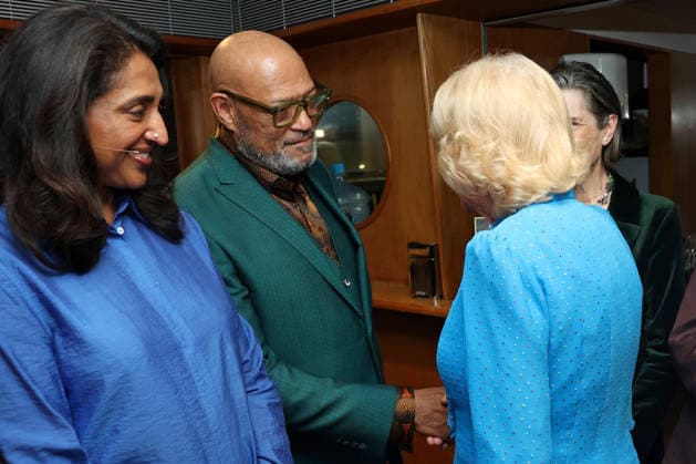 Queen Camilla Takes Part In Letters Live 2026 LONDON, ENGLAND - SEPTEMBER 03: Queen Camilla meets Sindhu Vee and Laurence Fishburne during Letters Live 2026 at The Royal Festival Hall on September 03, 2026 in London, England., Credit:Chris Jackson PA ROTA - B68 Avalon United Kingdom, England, London, The Royal Festival Hall  Copyright: xChrisxJacksonx xPAxROTAx-xB68x xAvalonx 1130491711