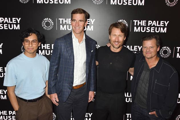 NEW YORK, NY- SEPTEMBER 3: Frankie A. Rodriguez, Eli Manning, Glen Powell and Steve Zahn at PaleyLive™s Chad Powers Season 2: Back in the Game red carpet event at The Paley Museum in New York City on September 3, 2026. Copyright: xmpi099 MediaPunchx