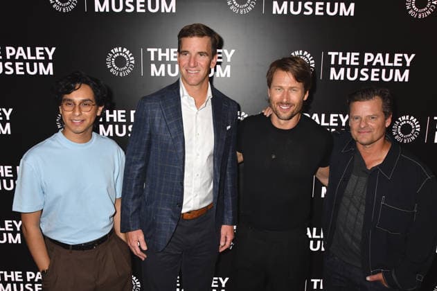 NEW YORK, NY- SEPTEMBER 3: Frankie A. Rodriguez, Eli Manning, Glen Powell and Steve Zahn at PaleyLive™s Chad Powers Season 2: Back in the Game red carpet event at The Paley Museum in New York City on September 3, 2026. Copyright: xmpi099 MediaPunchx