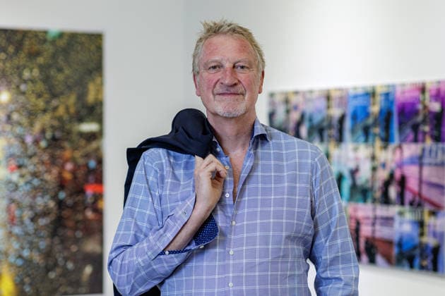 September 3, 2026, Düsseldorf: Photographer and film producer Michael Souvignier at his exhibition New York 1981 to the Present at the Geuer Geuer Gallery in Düsseldorf, Geuer Geuer Art, North Rhine-Westphalia, Germany
