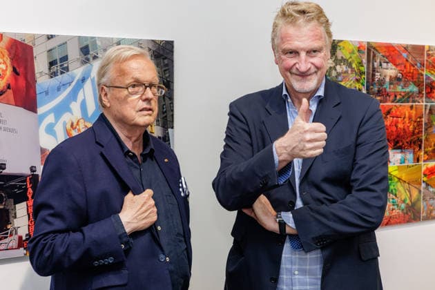 September 3, 2026, Düsseldorf: Heribert Klein, UNICEF volunteer, and photographer and film producer Michael Souvignier at his exhibition New York: 1981 to the Present at the Geuer Geuer Gallery in Düsseldorf, Geuer Geuer Art, North Rhine-Westphalia, Germany