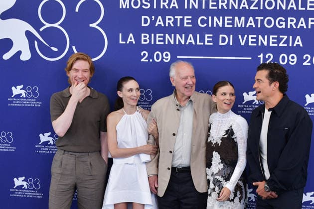 83rd Venice Film Festival Photocall 83rd Venice Film Festival Venice International Film Festival Bucking Fastard Photocall Domhnall Gleeson, Orlando Bloom, Rooney Mara, Kate Mara, and Director Werner Herzog attend the Bucking Fastard Photocall Photos by Thomas Bohlen Starface 459366 2026 09 03 Venice, Italy  Copyright: xThomasxBohlenx STAR_459366_106