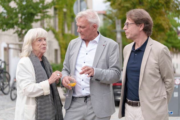 Margarethe von Trotta, Matthias Helwig, and Felix Moeller at the opening of the 20th Five Lakes Film Festival 2026 at the Schlossberghalle in Starnberg, September 3, 2026 Foto:xN.xKolinzx xFuturexImagex fsff_6911