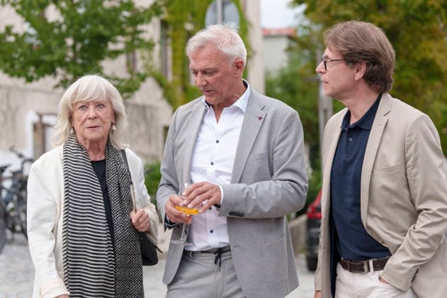 Margarethe von Trotta, Matthias Helwig, and Felix Moeller at the opening of the 20th Five Lakes Film Festival in 2026 at the Schlossberghalle in Starnberg, September 3, 2026 Foto:xN.xKolinzx xFuturexImagex fsff_6913