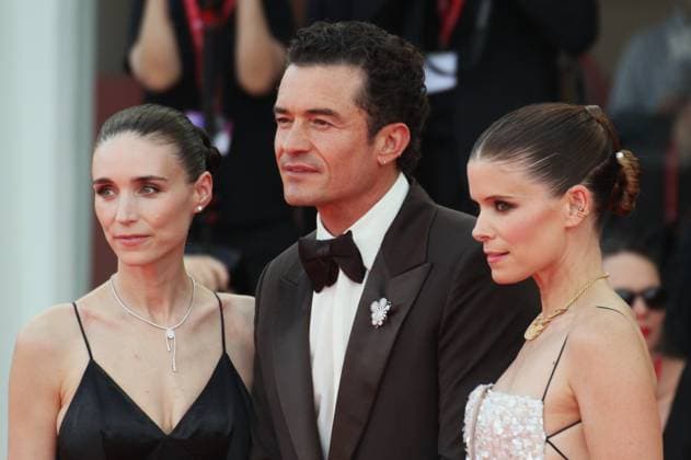 Venice Film Festival, Italy, September 3, 2026, Venice Lido, Veneto, Italy: Rooney Mara, Orlando Bloom, and Kate Mara on the Bucking Fastard red carpet during the 83rd Venice Film Festival at Venice Lido