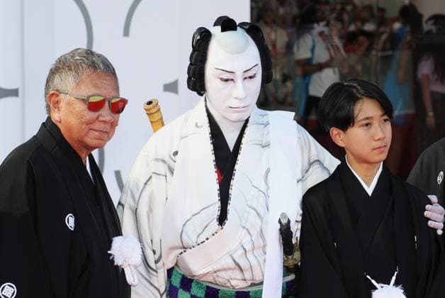 Venice Film Festival, Italy, September 3, 2026, Venice Lido, Veneto, Italy: Takashi Miike, Ichikawa Ebizo XI, and Ichikawa Shinnosuke VIII on the Bucking Fastard red carpet during the 83rd Venice Film Festival at Venice Lido