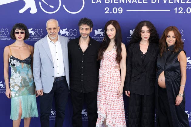 Venice 2026 Furies Photocall NB Mona Hodeib, Issam Bou Khaled, Rami Kodeih, Nora Mariana, Maria Nakouzi and Rym Mroue attending the Furies Photocall as part of the 83th Venice International Film Festival at the Lido in Venice, Italy on September 04, 2026. Photo by Nasser Berzane ABACAPRESS.COM Venice Italy  Copyright: xBerzanexNasser ABACAx