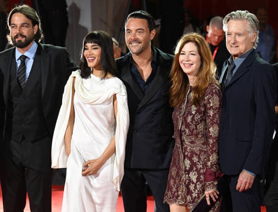 Costa Rican actor Daniel Zovatto, Algerian actress Sofia Boutella, British actor Jack Huston, American actress Dana Delaney and actor Bill Pullman attend the premiere of The Basics Of Philosophy at the 83rd Venice Film Festival in Venice, Italy on Friday, September 4, 2026.  VEN20260904116 RUNExHELLESTAD