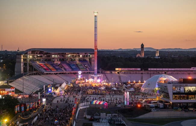 Overview of the Glücksgefühle Festival at the Hockenheimring in Hockenheim, Baden-Württemberg, Germany