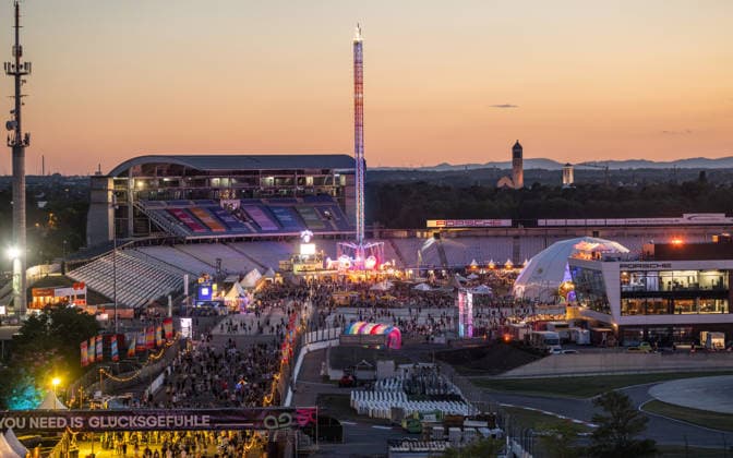 Overview of the Glücksgefühle Festival at the Hockenheimring in Hockenheim, Baden-Württemberg, Germany