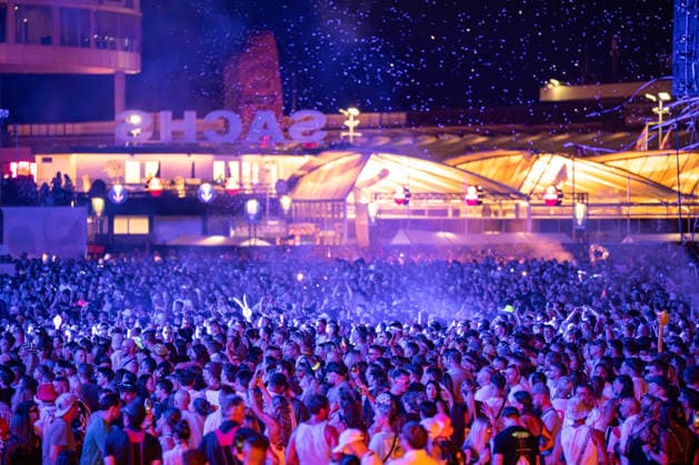 Overview of the large crowd of festivalgoers at Dimitri Vegas Like Mike s performance at the Glücksgefühle Festival at the Hockenheimring in Hockenheim, Baden-Württemberg, Germany
