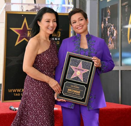 Filipina actress and singer Lea Salonga is joined by actress Ming-Na Wen during an unveiling ceremony honoring her with the 2,855th star on the Hollywood Walk of Fame in Los Angeles on Friday, September 4, 2026.  LAP2026090408 JIMxRUYMEN