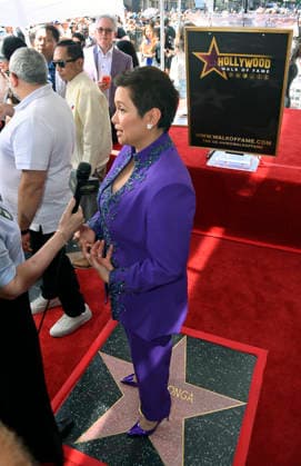 Filipina actress and singer Lea Salonga Los to a reporter during an unveiling ceremony honoring her with the 2,855th star on the Hollywood Walk of Fame in Los Angeles on Friday, September 4, 2026.  LAP2026090413 JIMxRUYMEN