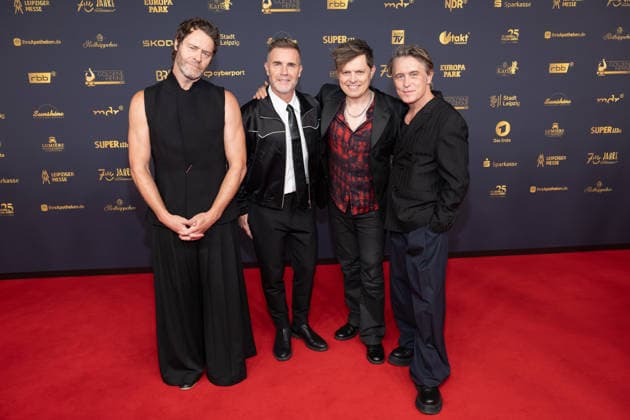 Golden Hen 2026 Red Carpet Red Carpet Take That Gary Barlow, Howard Donald, Mark Owen, and Michael Patrick Kelly Golden Hen 2026, April 9, 2026, Leipzig Copyright: xEventpressxFuhrx