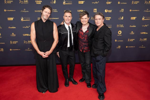 Golden Hen 2026 Red Carpet Red Carpet Take That Gary Barlow, Howard Donald, Mark Owen, and Michael Patrick Kelly Golden Hen 2026, April 9, 2026, Leipzig Copyright: xEventpressxFuhrx