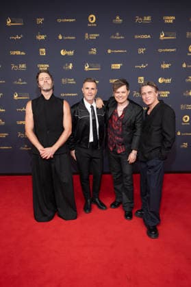 Golden Hen 2026 Red Carpet Red Carpet Take That Gary Barlow, Howard Donald, Mark Owen, and Michael Patrick Kelly Golden Hen 2026, April 9, 2026, Leipzig Copyright: xEventpressxFuhrx