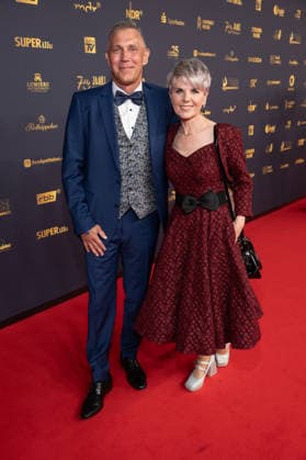 Golden Hen 2026 Red Carpet Red Carpet Linda Feller and her husband Andreas Schmid Golden Hen 2026, April 9, 2026, Leipzig Copyright: xEventpressxFuhrx