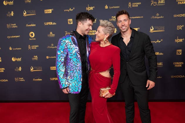 Golden Hen 2026 Red Carpet Red Carpet Julian David, Anita Hofmann, and Ramon Roselly Golden Hen 2026, April 9, 2026, Leipzig Copyright: xEventpressxFuhrx