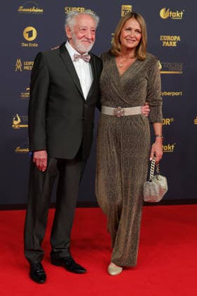 2026 Golden Hen Awards Ceremony: Dieter Hallervorden with his wife, Christiane Hallervorden, on the red carpet at the 2026 Golden Hen Awards Ceremony on September 4, 2026, at the Leipzig Trade Fair, Hall 1, Leipzig, Saxony, Germany