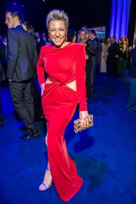 ABB GOLDHENNE Alexandra Hofmann in a red dress as a guest at the after-show party following the 32nd Golden Hen Audience Award ceremony at the Neue Messe Leipzig on September 4, 2026, in Leipzig, Saxony, Germany