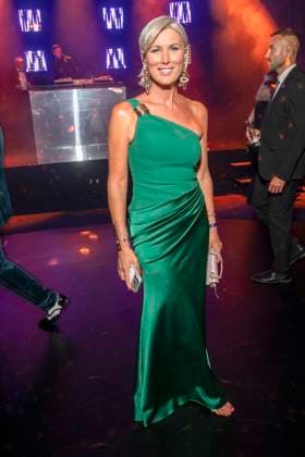 ABB GOLDHENNE Kamilla Senjo in a green dress as a guest at the after-show party following the 32nd Golden Hen Audience Award ceremony at the Neue Messe Leipzig on September 4, 2026, in Leipzig, Saxony, Germany