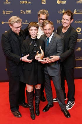 Hendrik Handloegten, Liv Lisa Fries, Achim von Borries, Volker Bruch, and Tom Tykwer at the 32nd Golden Hen Awards ceremony in 2026 at the Leipzig Trade Fair, September 4, 2026 Foto:xR.xStoffelsx xFuturexImagex henne_6649