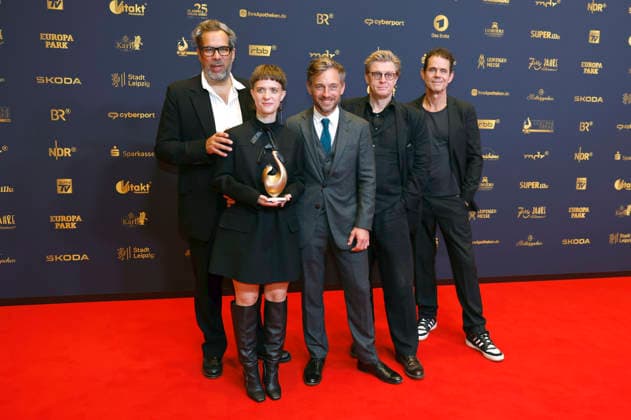 Achim von Borries, Liv Lisa Fries, Volker Bruch, Hendrik Handloegten, and Tom Tykwer at the 32nd Golden Hen Awards ceremony in 2026 at the Leipzig Trade Fair, September 4, 2026 Foto:xR.xStoffelsx xFuturexImagex henne_6652