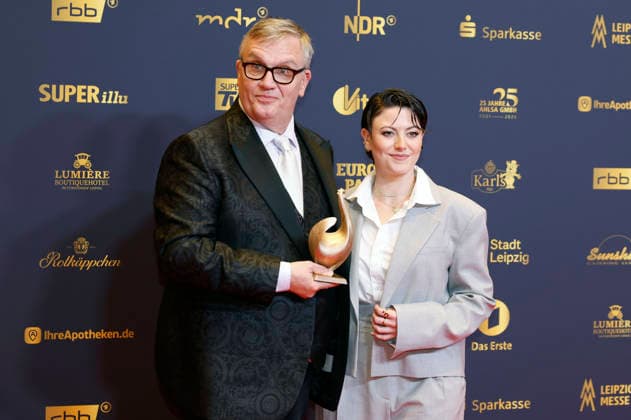 Hape Kerkeling and Tahnee Schaffarczyk at the 32nd Golden Hen Awards ceremony in 2026 at the Leipzig Trade Fair, September 4, 2026 Foto:xR.xStoffelsx xFuturexImagex henne_6658