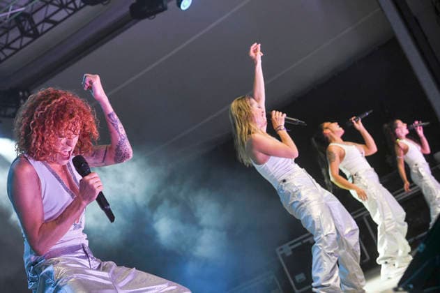 Lucy Diakovska, Sandy Mölling, Jessica Wahls, and Nadja Benaissa of the No Angels at a concert on the TwentyFive Live Anniversary Tour at the Parkbühne in Hanover, September 4, 2026 Foto:xN.xHeuselx xFuturexImagex angels_6916