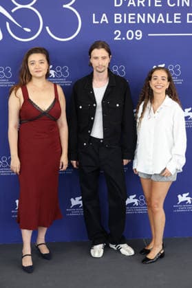 Venice 2026 Biennale College Cinema Photocall NB Rebecca Wyzan, director Daniel Zvereff and Mireia Vilanova attending the Biennale College Cinema Photocall as part of the 83th Venice International Film Festival at the Lido in Venice, Italy on September 05, 2026. Photo by Nasser Berzane ABACAPRESS.COM Venice Italy  Copyright: xBerzanexNasser ABACAx