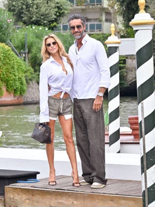 IPA88141043 - Venice, 83rd Venice International Film Festival 2026 - Day 4 - Arrivals at the Excelsior Hotel pier - Pictured: Michela Persico, Umberto Pengo  Copyright: xManuelexMangiarottix xPoolxPhotoxEventsx08x 88141043