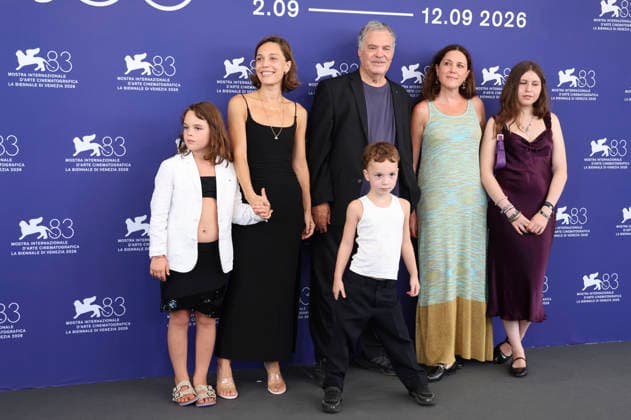 Sara Arenberg Gitai, Amos Gitai, Keren Gitai, and guests at the photocall for the documentary *The Road to Jericho* at the 2026 Venice Biennale—the 83rd Venice International Film Festival—at the Palazzo del Casino in Venice, September 5, 2026 Foto:xD.xBedrosianx xFuturexImagex jericho_6916