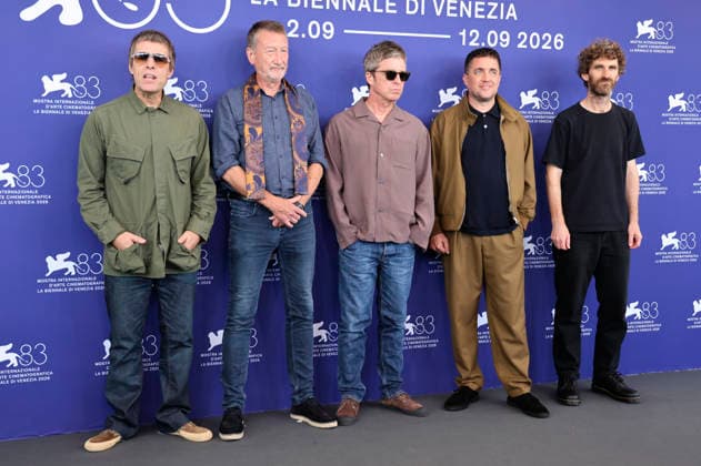 Liam Gallagher, Steven Knight, Noel Gallagher, Dylan Southern, and Will Lovelace at the photocall for the documentary *Oasis: Don’t Look Back in Anger* at the 2026 Venice Biennale—the 83rd Venice International Film Festival—at the Palazzo del Casino in Venice, September 5, 2026 Foto:xD.xBedrosianx xFuturexImagex oasis_6922